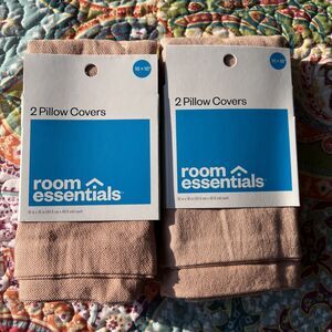 Room Essentials 2 Pack Pillow Covers 16x16 Heathered Rust Blush Zippered NEW  2